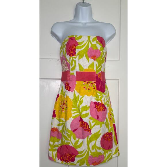 Lilly Pulitzer Vanessa Floral Print Strapless Dress SIZE 0 - Picture 1 of 13